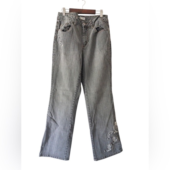 Coldwater Creek Denim - Coldwater Creek Gray Embroidered Bootcut jeans SZ 8